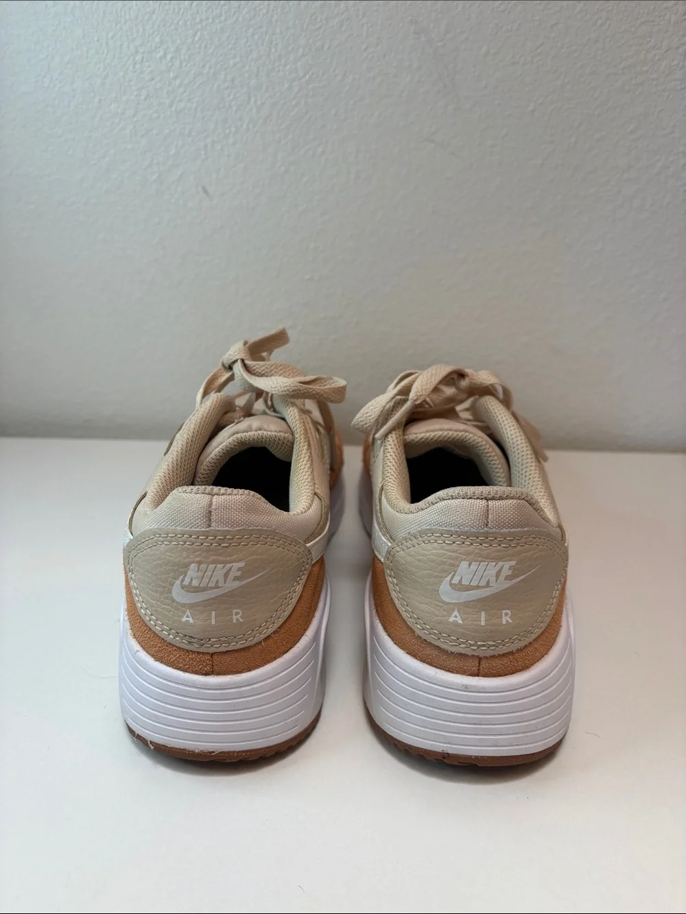 Nike Air Orange and Tan Low-Top Sneakers with White Swoosh
